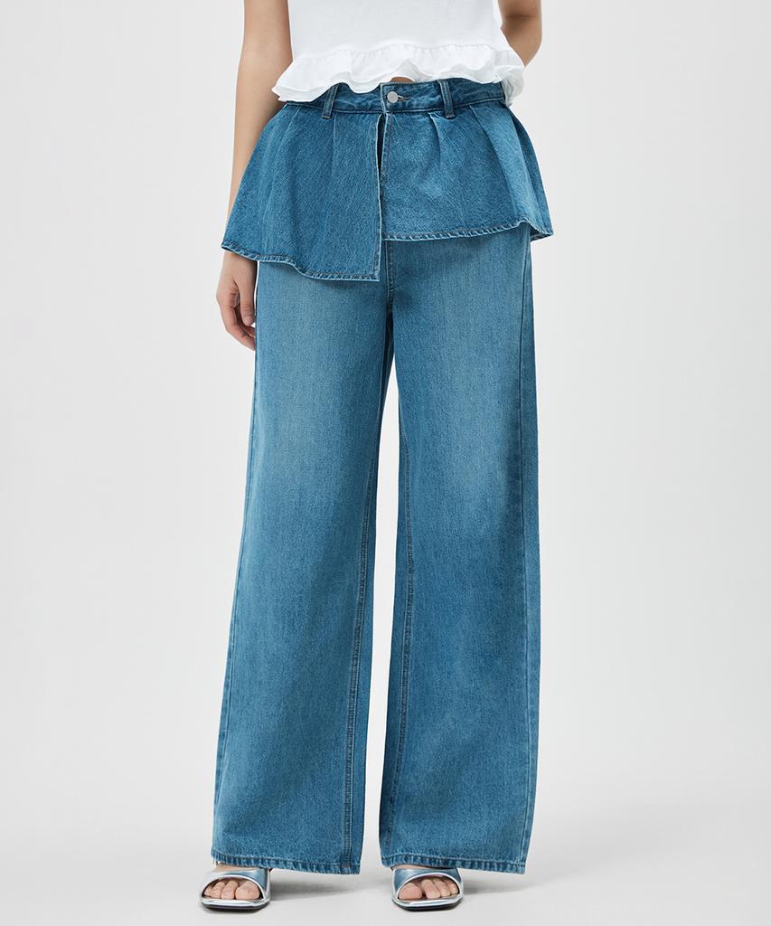 MIXXO Layered Skirt Denim Pants_Miwtjg413J