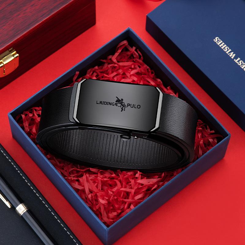 Новый мужской ремень высокого качества с автоматической пряжкой, черный кожаный мужской ремень