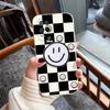 Realme8Pro 5G Mobile Phone Case Smiley Face Retro Nice Simple Black and White Grid Bracelet Bracket