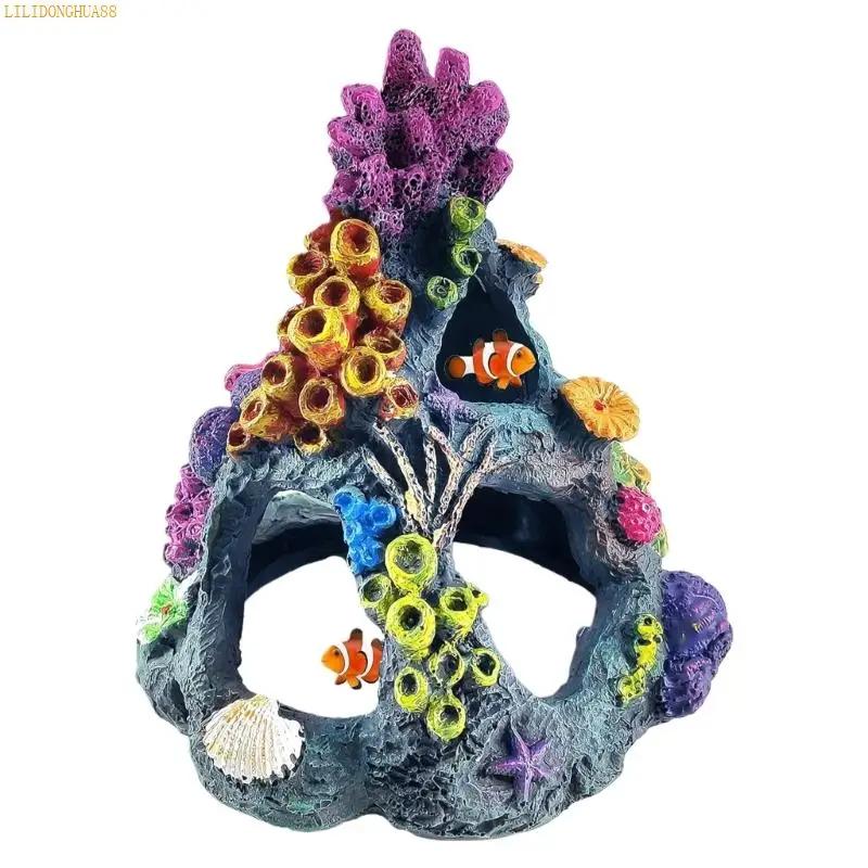 K1AE Смоляной Коралловый Риф Декорация для Акваскейпинга Пресноводных Аквариумов Безопасное Смоляное Украшение Домашний Офис Ландшафтные Декорации