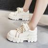 Platform White Shoes Women's 2025 New Spring Muffin Sole Fashionable Versatile Trendy Brand Heightening Women's Shoes Leather Casual Shoes