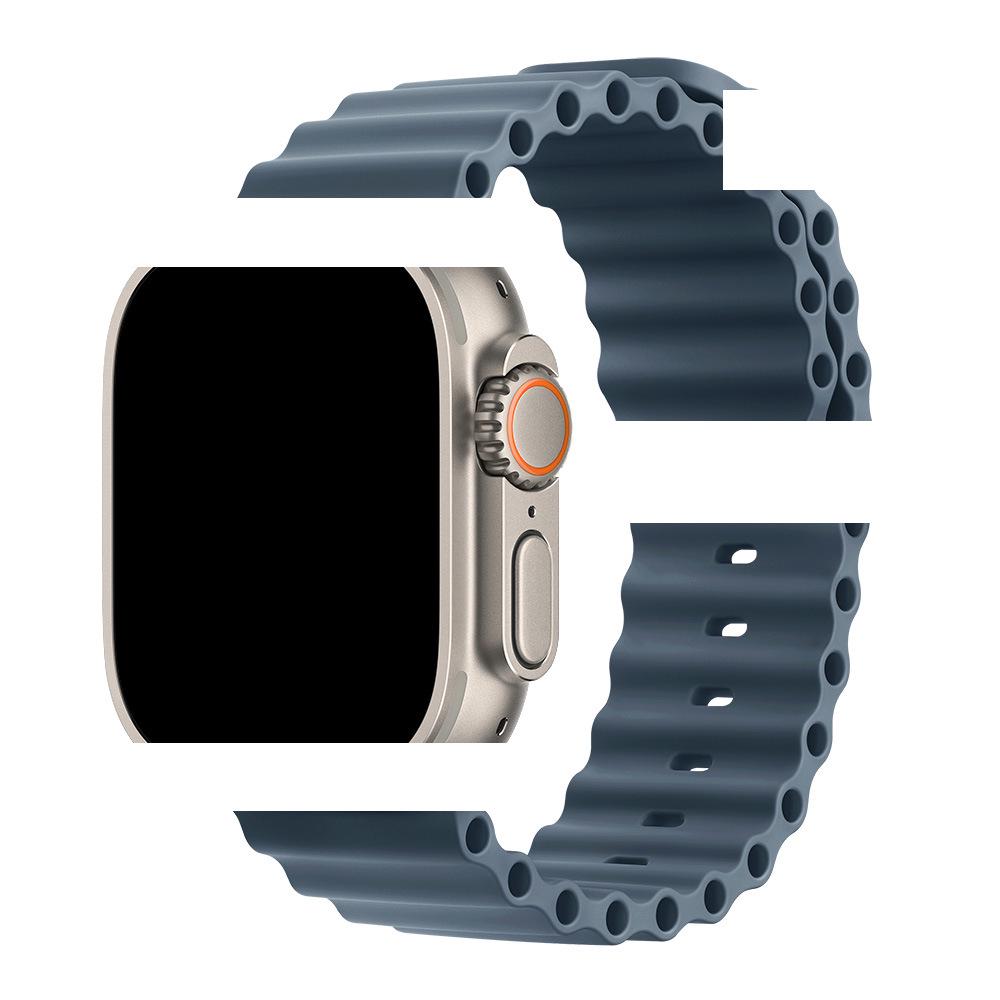 Применимый ледяной синий силиконовый ремешок для Apple Watch Series 1-10 (S10 Официальный стиль)