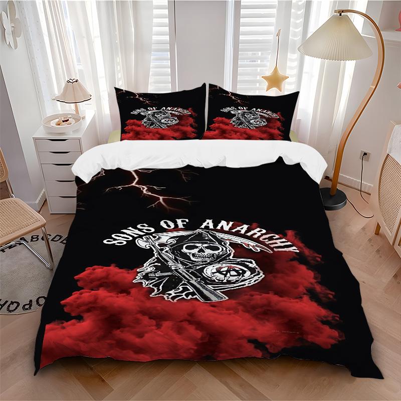 Sons Anarchy Skull Print 3Pcs Bedding Setduvet Cover With 2 Bedropillowcase Home Birthday Gift