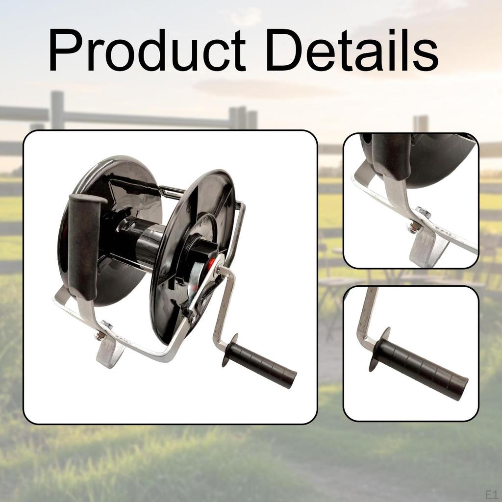Electric Fence Reel Cord with Locking Rope Winder, Agricultural Equipment for Pasture, Farm,