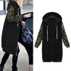 Women Zipper Open Hooded Fleece Sweatshirt Long Coat Jacket Tops Outwear