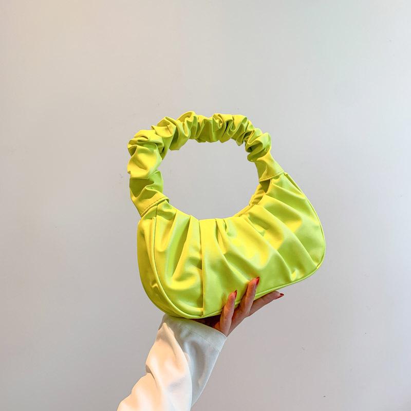 Контрастные цвета Новая модная однотонная плиссированная сумка-облако Милая наплечная сумка Уличный тренд Портативная женская сумка подмышку