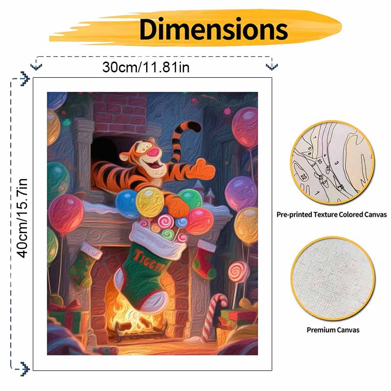 Disney Tigger Christmas fireplace oil painting art kit handmade diy home decorations