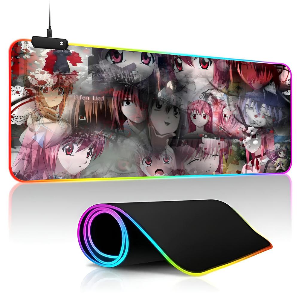 Elfen Lied Mouse Pad game RPG 40x90cm Mouse Mat Gaming Mousepads LED Keyboard Mats Luminous Desk Pads Mouse Pad For PC