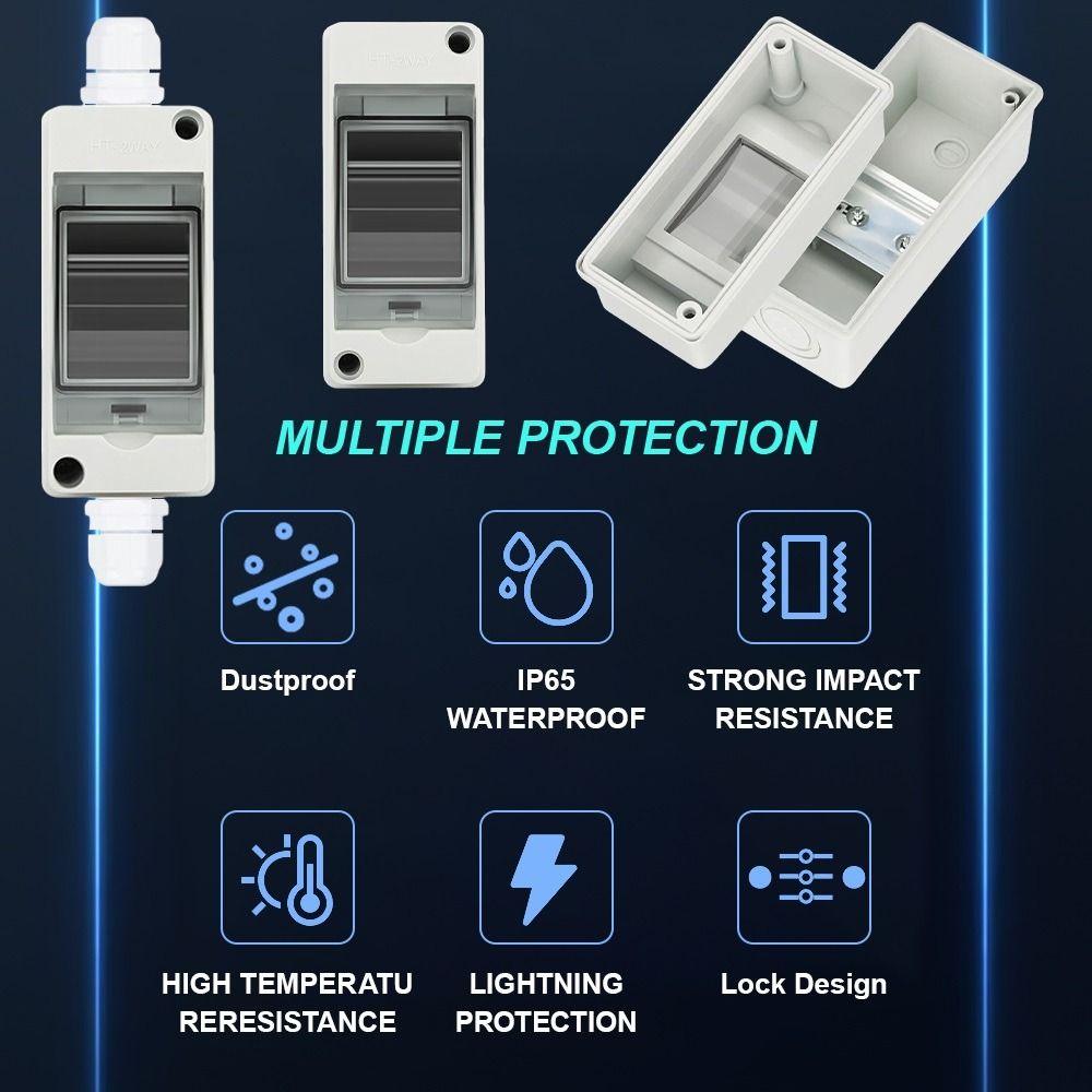 1Pcs 2 Way Waterproof Distribution Box HT-2 Solar Junction Box MCB Protection Box for 2P Breaker