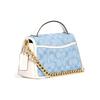 Coach Turnlock 20 Top Handle Chambray Floral Quilted Canvas And Leather Satchel Bag Women handbags Blue C4690-B4SUX