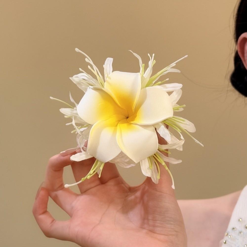 Sweet Water-Sprinkling Festival Hair Clip Fresh Vintage Egg Flower Duckbill Clip Fabric Artificial Pearl Floral Headwear