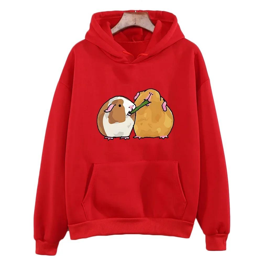 Unisex Guinea Pig Printing Hoodie Cute/kawaii Animal Clothes Autumn Women/men Fleece Sweatshirt Slight Strech Pullover Long Sleeve Tops