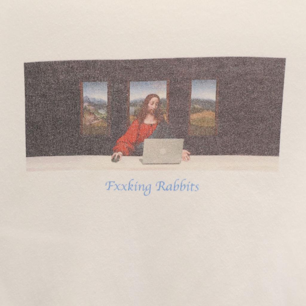 FR2 Print Short Sleeve T-shirt M White Mona Lisa Men's Used