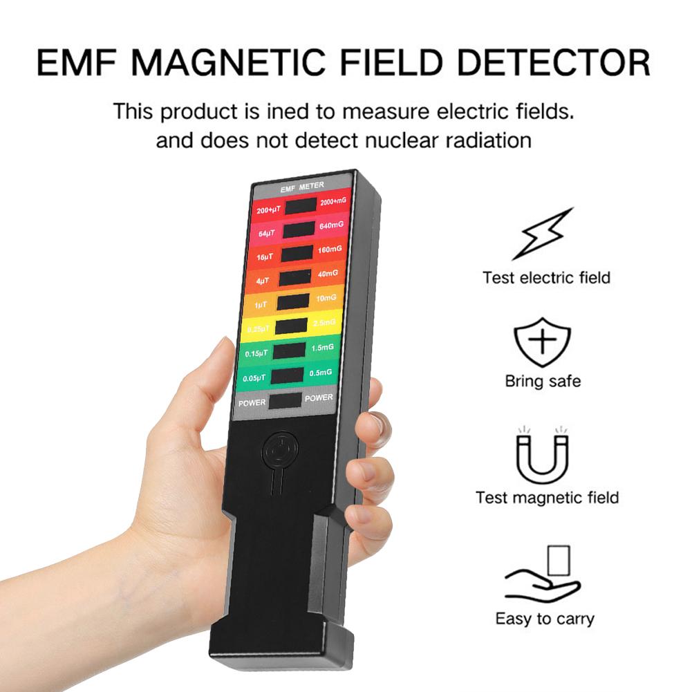 Electromagnetic Field Detector 8 LED EMF Gauss Meter High Precision Portable EMF Magnetic Field Monitor EMF Radiation Tester