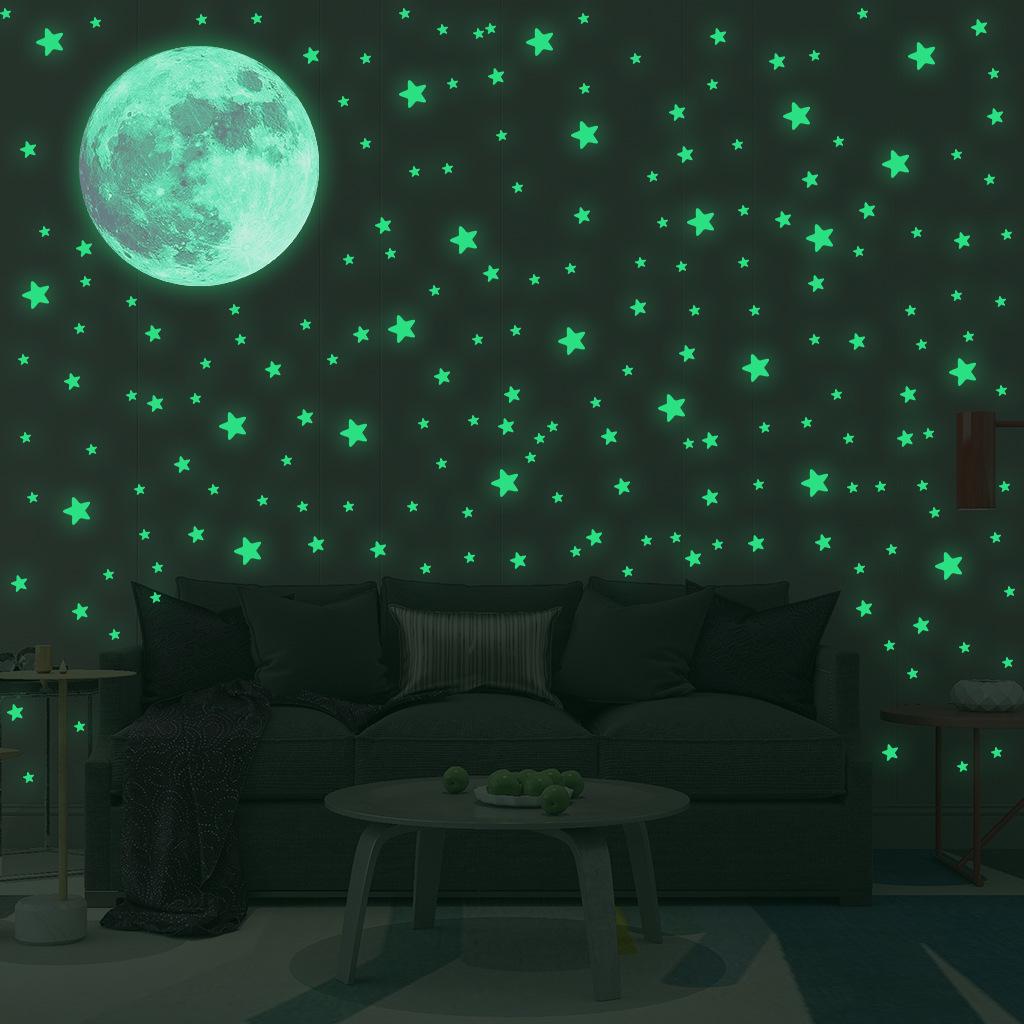 333 Glow-in-the-Dark Star and Moon Wall Stickers for Kids' Bedroom - Self-Adhesive Decor