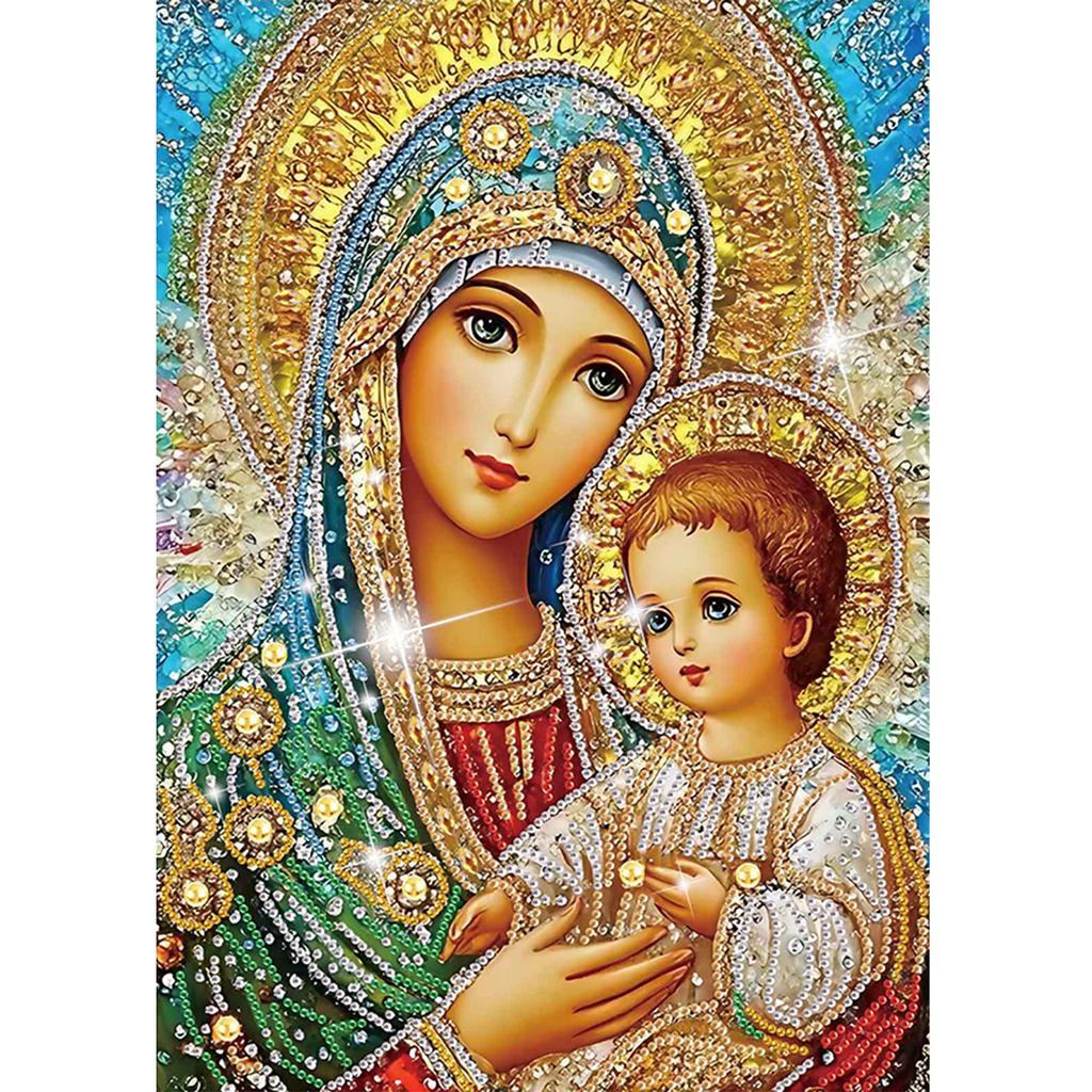 Virgin Mary Partial DIY 5D Special Shaped Drill Diamond Painting Kit for Adults/Beginners Gift Idea Home Decor 30x40cm