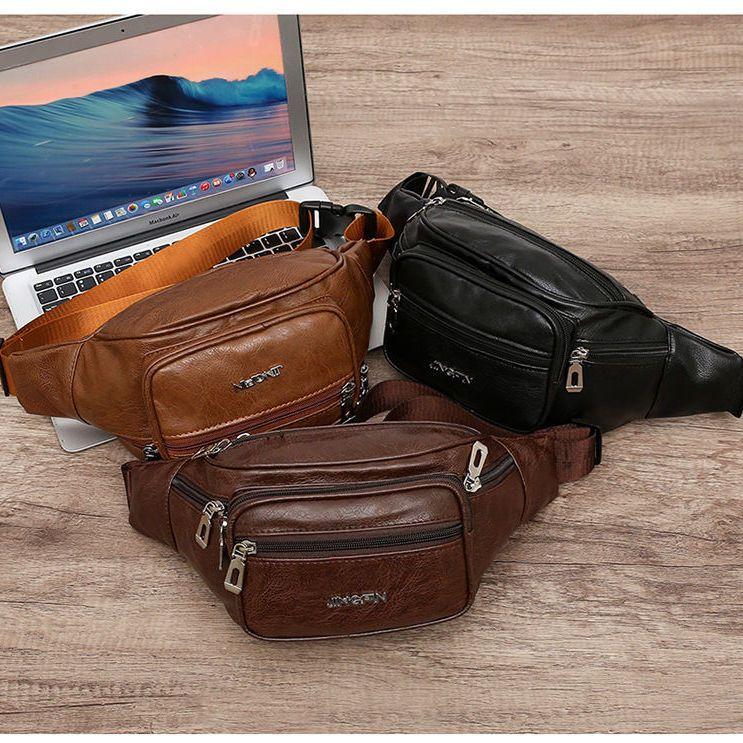 Большая вместительная кожаная сумка мужская поясная сумка сумка через плечо PU водонепроницаемая нагрудная сумка для сбора денег на открытом воздухе спорт