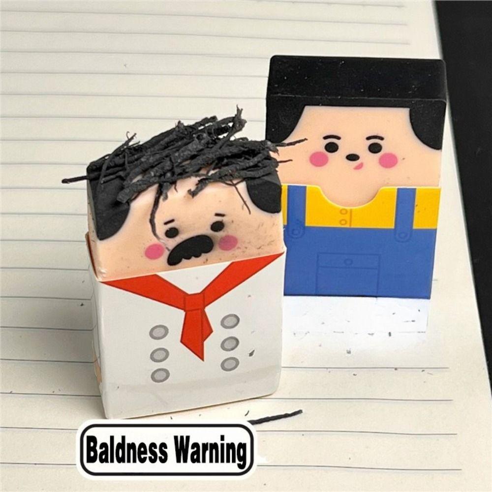 Bald Man Pencil Eraser Cute Cartoon Pencil Rubber Student Art Painting Eraser  Students Gift