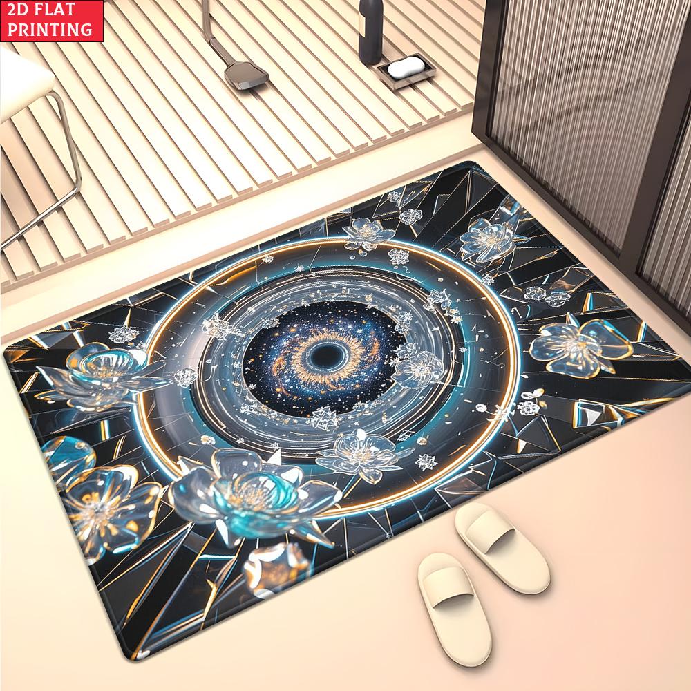 Aesthetic Butterfly Galaxy Floral Area Rug,Colorful Swirl Flower Carpet for Living Room, Boho Floor Mat for Bedroom Decor