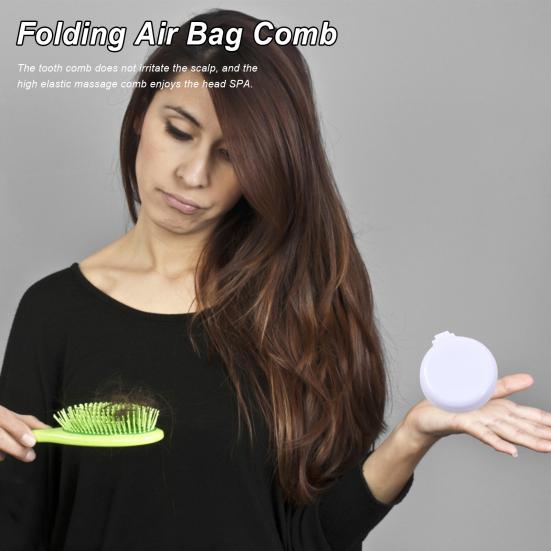 Складная дорожная расческа-зеркало-щетка для волос Портативная мини-карманная расческа Компактный дизайн Зеркальная расческа для укладки на ходу для всех типов волос