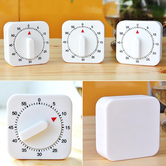 Novelty White Square 60-Minutes Mechanical Timer Reminder Counting for Kitchen