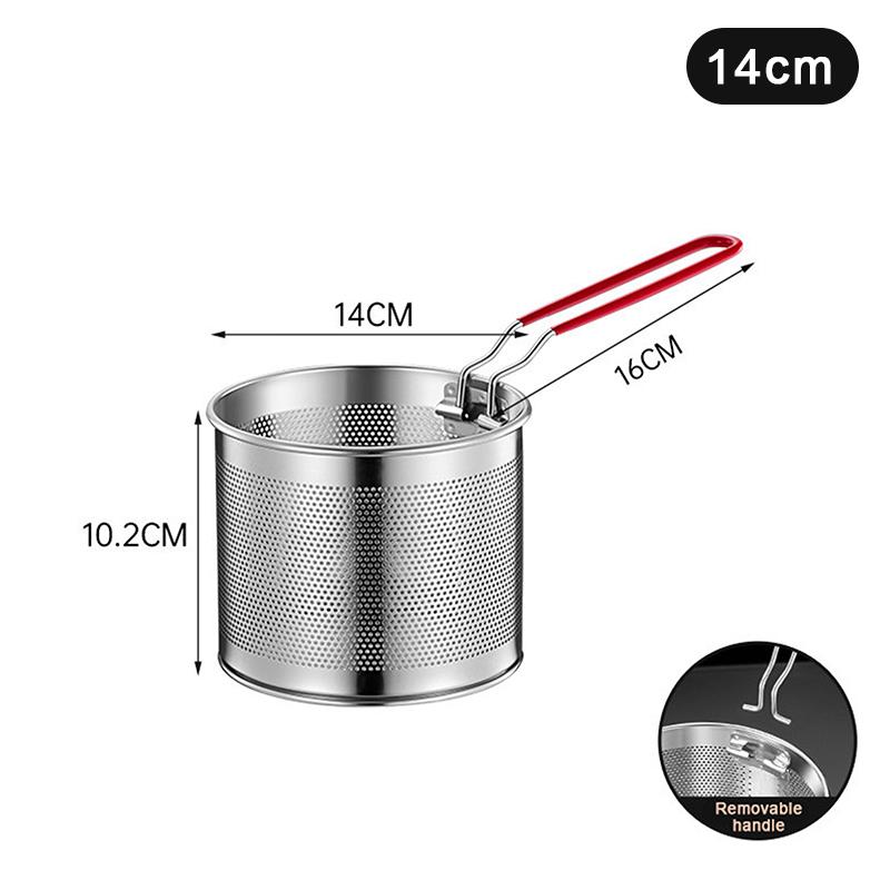 Сетка для жарки из нержавеющей стали Кухонная корзина для жарки Корзина для приготовления пищи Сковорода для жарки Масляный поддон Дуршлаг Ложка для лапши Дуршлаг Картофель фри