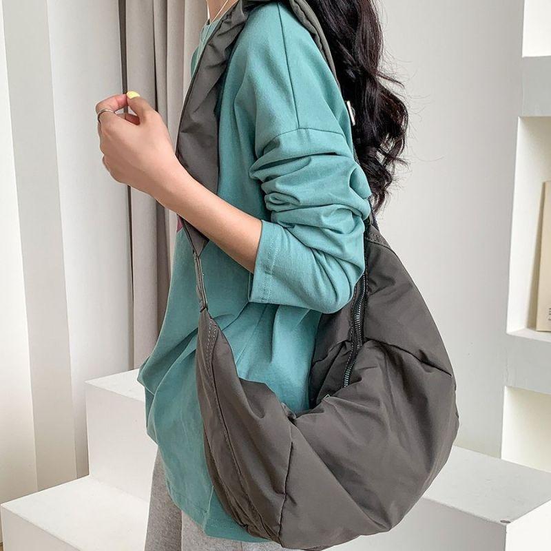 Large-capacity Casual Crossbody Bag, High-end Solid Color Shoulder Bag