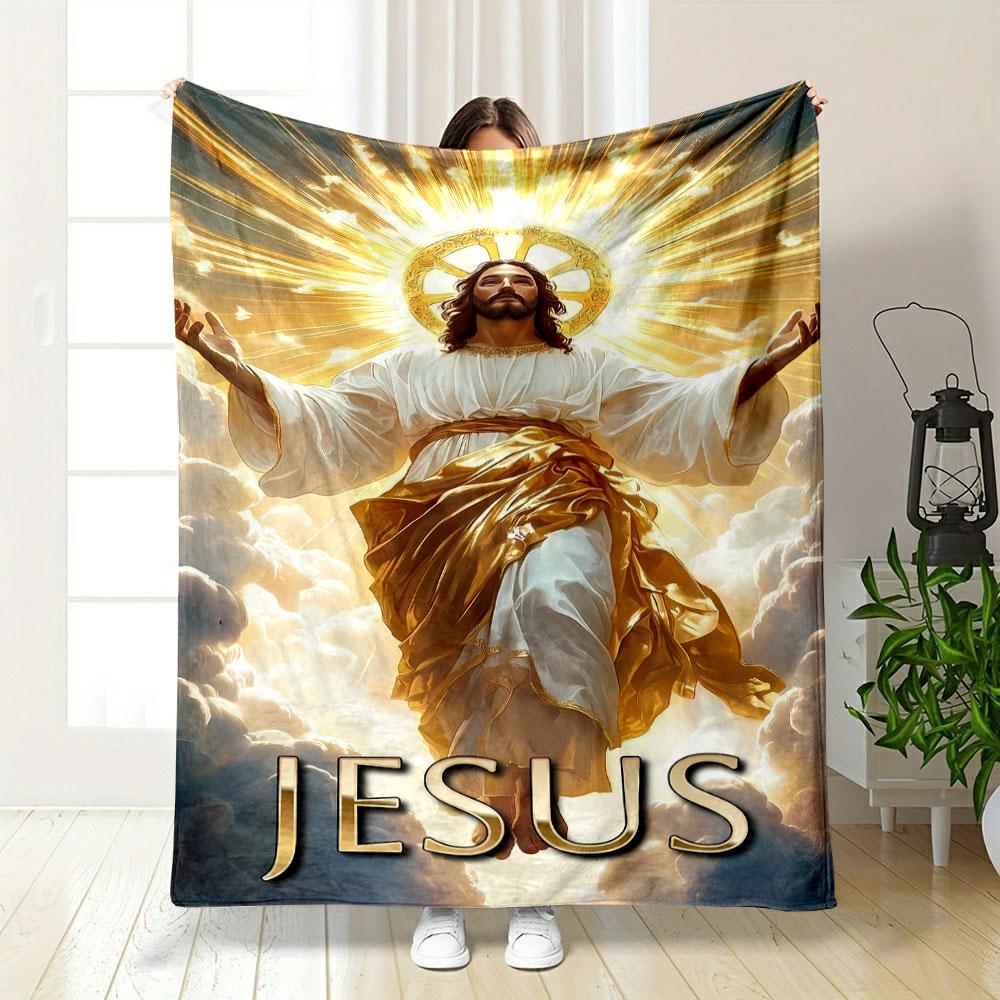 Jesus Cloud Radiant Blanket Printed Blanket for Living Room Bed Couch lunch break Soft Cozy Blanket for Friend's festival Gift