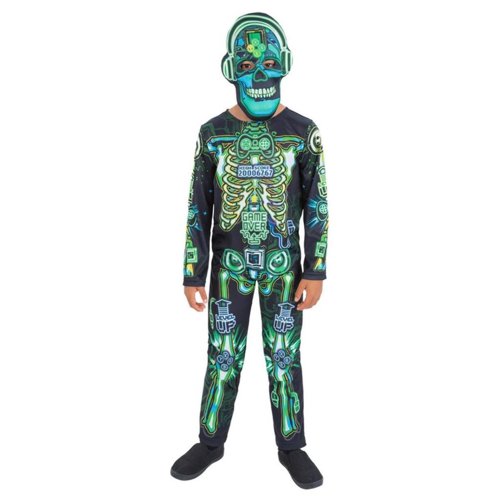 Smiffys Childrens/Kids Skeleton Gamer Glow In The Dark Costume Set