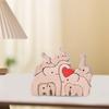 Wooden Elephant Family Puzzle Ornament Love Heart Mother Father Baby Elephant Jigsaw Table Sign Home Office Desktop Decoration