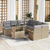 vidaXL 9-Piece Garden Sofa Set with Beige Cushions Poly Rattan, vidaXL 2-Seater Garden Sofa with Storage 3356993