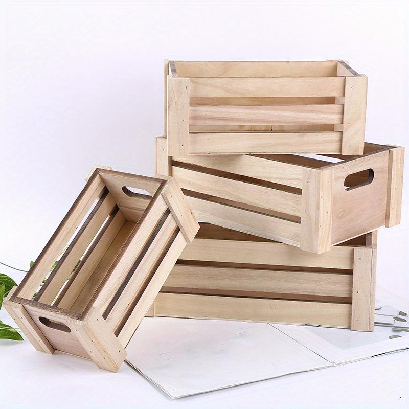 1pc S/M/L Wooden Desktop Cosmetics&sundries Storage basket,Rustic Style Storage Wooden Box for Home&dormitory Organization.