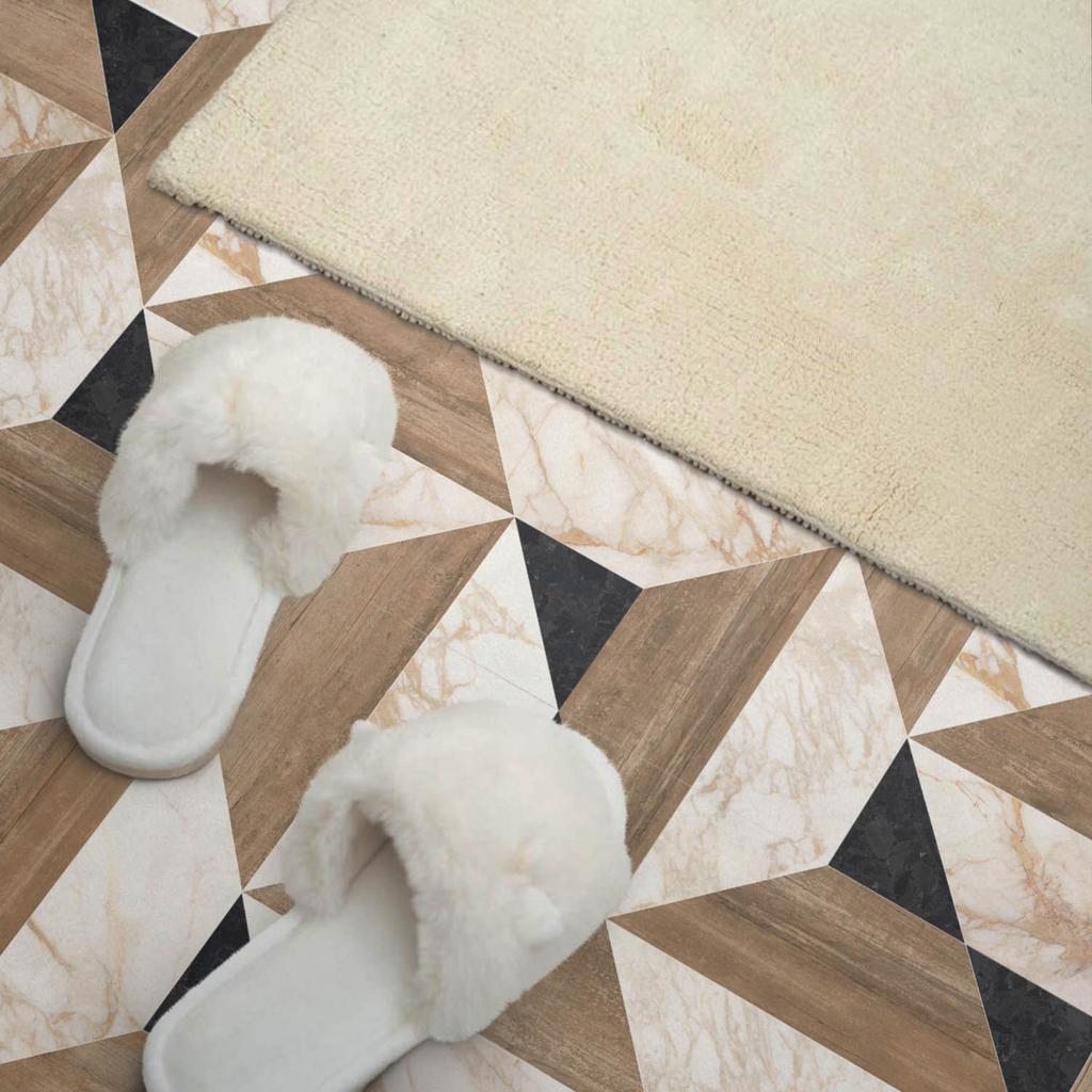 Paczka Kafelków Winylowych Łatwy Montaż Geometryczny Wzór Płytek 4X50X50 Cm