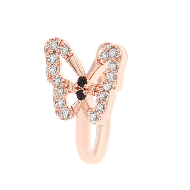 1 шт. Имитация кольца для носа Подходит для женщин Латунь Инкрустированный цирконием Бабочка U-образная серьга-гвоздик для носа Без пирсинга Ювелирные изделия