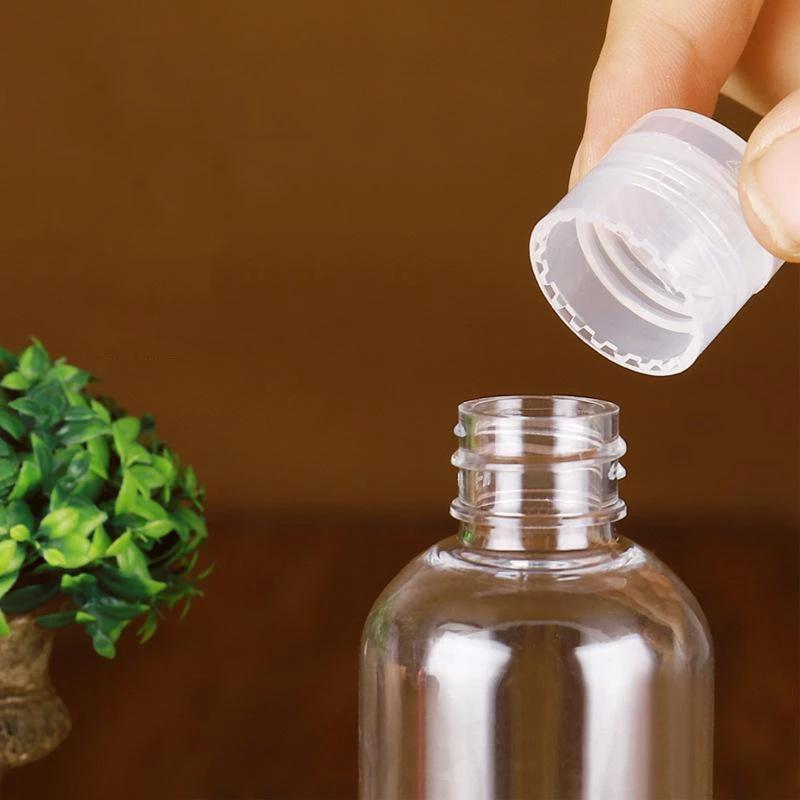 30–150 мл пластиковые ПЭТ-бутылки для лосьона с прозрачной откидной крышкой, многоразовые пустые пластиковые бутылки для проб, крышка-бабочка, инструмент для макияжа