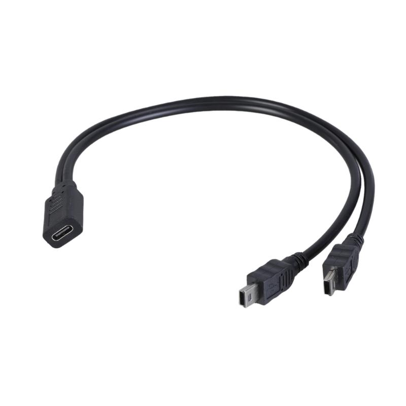Портативный разветвитель USB C (мама) на двойной Mini USB 5Pin (папа) USB-разветвитель кабель для зарядки Type C для устройств Type C