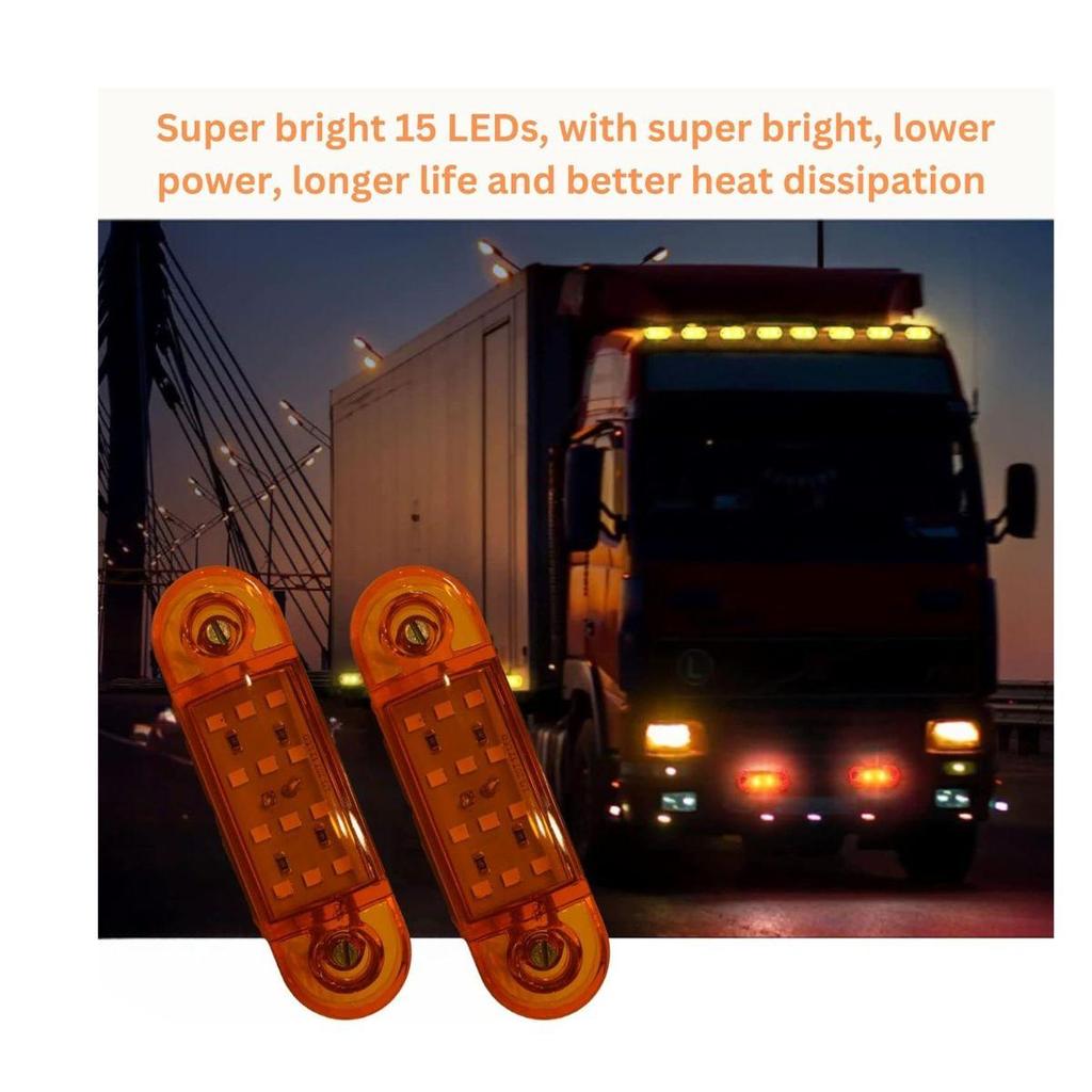 2-PACK LED MARKER LIGHTS TRAILER, 24V Waterproof Trailer Marker Light Amber Trailer RV Marker LED Light Universal Fit Boat Visit the APSMOTIV Store