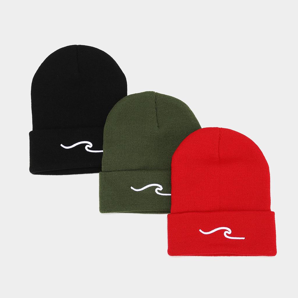 European and American fashion three-dimensional wave embroidery knitted hat autumn and winter outdoor warm wool hat men's and women's personality cold