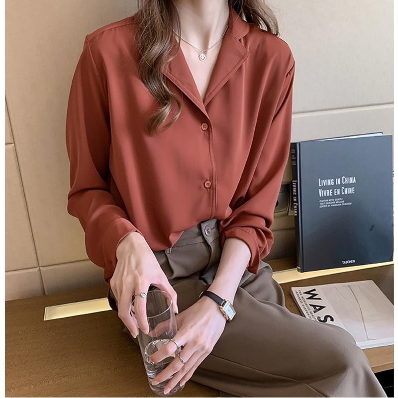 Белая рубашка, женская свободная шифоновая рубашка, рубашка на пуговицах с длинными рукавами, блузка, женская рубашка с отложным воротником, OL стиль, Blusas Ropa De Mujer