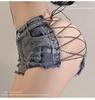 Sexy Denim Strap Lingerie: Hollow Nightclub Style Triangle Panties & Hot Shorts
