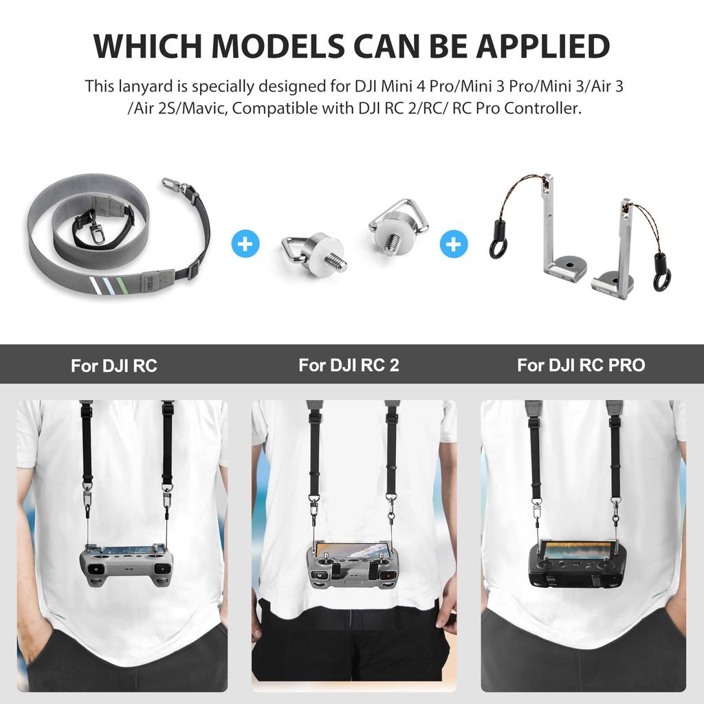 STARTRC RC 2 Strap for DJI Transmitter Strap Mini 4 Pro Balance Strap Drone Remote Control Neck Strap Upgraded Leather Adjustable Drop Prevention DJI