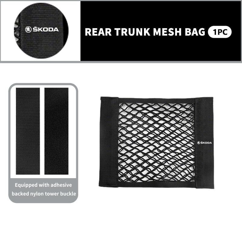 Car Rear Trunk Net Mesh Elastic Nylon Back Cargo Storage Organizer Holder Auto Accessories For Skoda Fabia Kamiq Superb Scala CB4