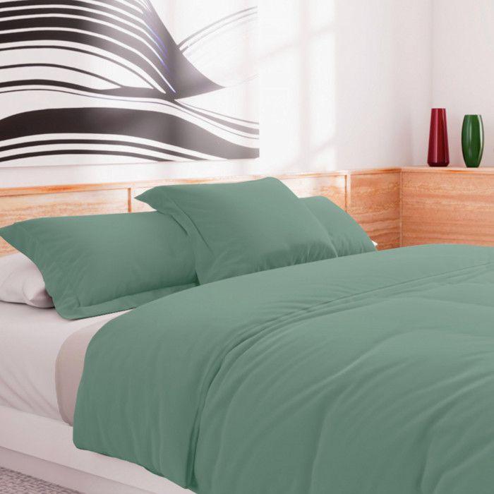 Housse de couette en coton 57 fils 240x220 cm Uni vert eau, par Soleil d'Ocre
