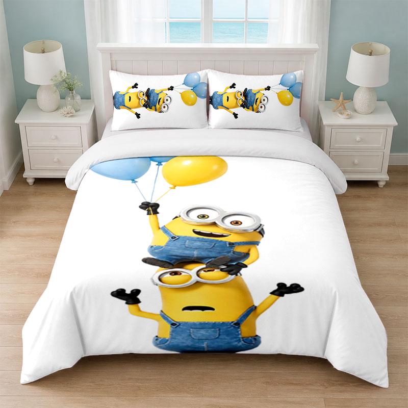 Minions Despicable Me Bedroom 3Pcs Bedding Set Soft Bed Sheet Pillowcases Home Bedding Decoration