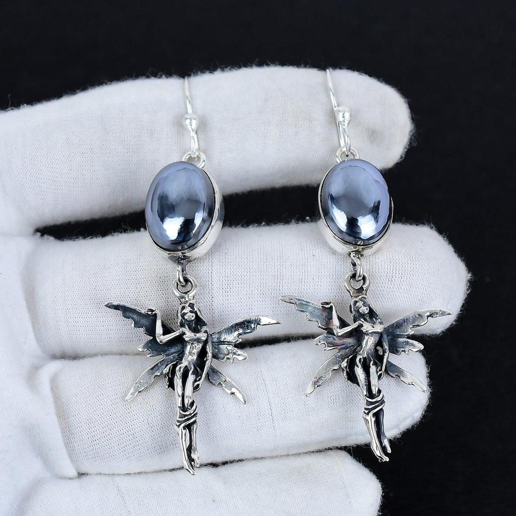 Серьги из натурального шунгита, старинные серьги из стерлингового серебра 925 пробы, серьги-подвески из серебра в стиле бохо, подарки на помолвку, подарки для нее