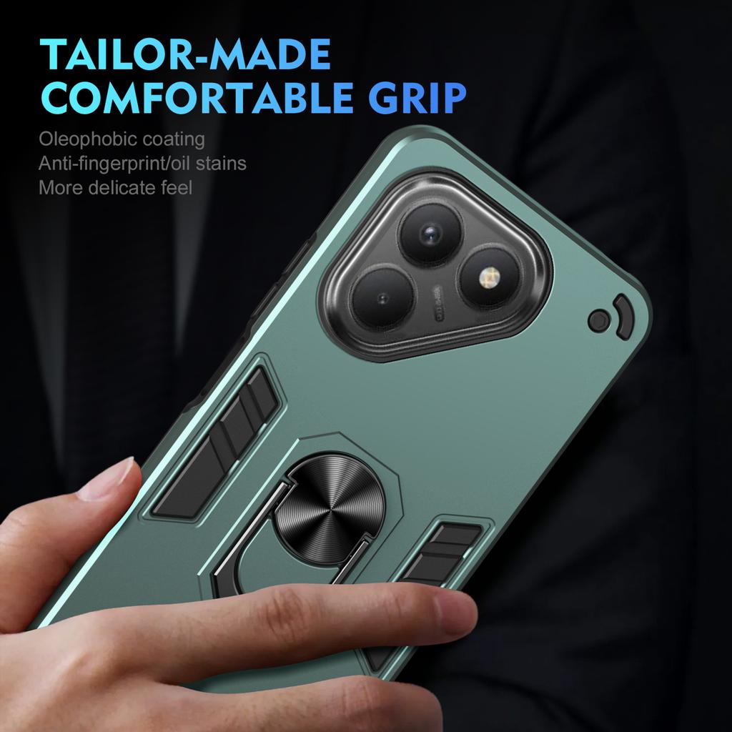 For TECNO Pova 7 4G Case PC+TPU Drop Defend Phone Cover with Ring Kickstand