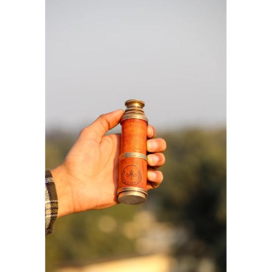 Personalised Leather and Brass Portable Telescope || Hand Crafted Beautiful Brass Decorative for Home/offlice