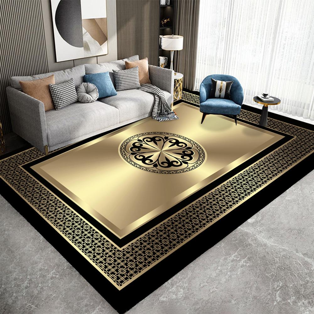 Luxury Golden Carpet for Living Room Decoration Modern Abstract Home Office Large Area Rugs Decor Soft Bedroom Lounge Floor Mat