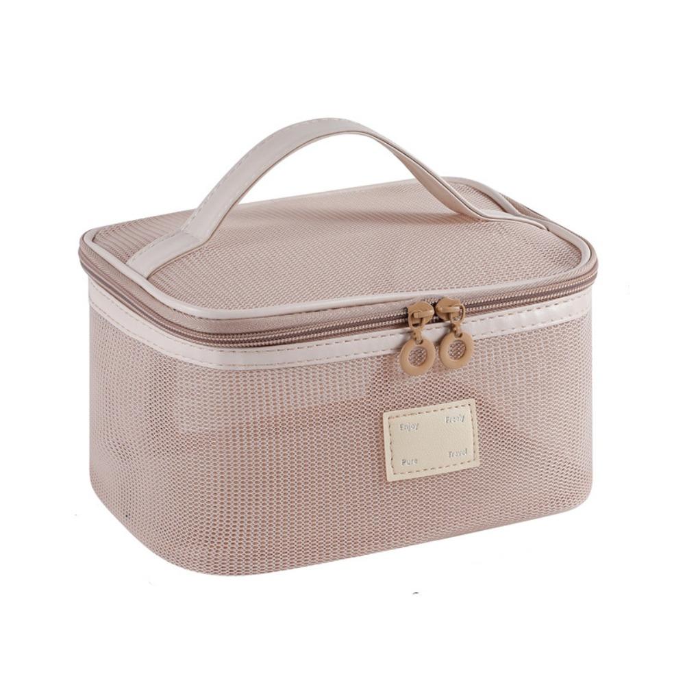 Square Transparent Mesh Cosmetic Bag Lightweight Storage Toiletry Bag  Camping