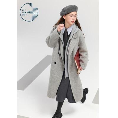 Женское длинное пальто из мериносовой шерсти ZIHAN
